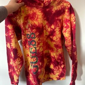 Red and yellow unisex 88 rising Guess tie-dye hoodie #tieDye